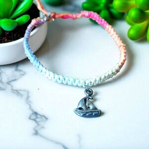 Handmade Anklet with Sailboat Charm